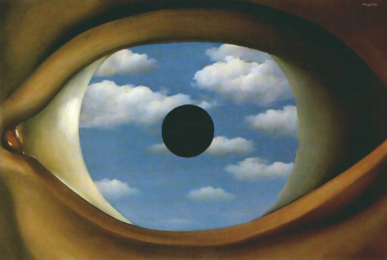   (Rene Magritte).   (The False Mirror)